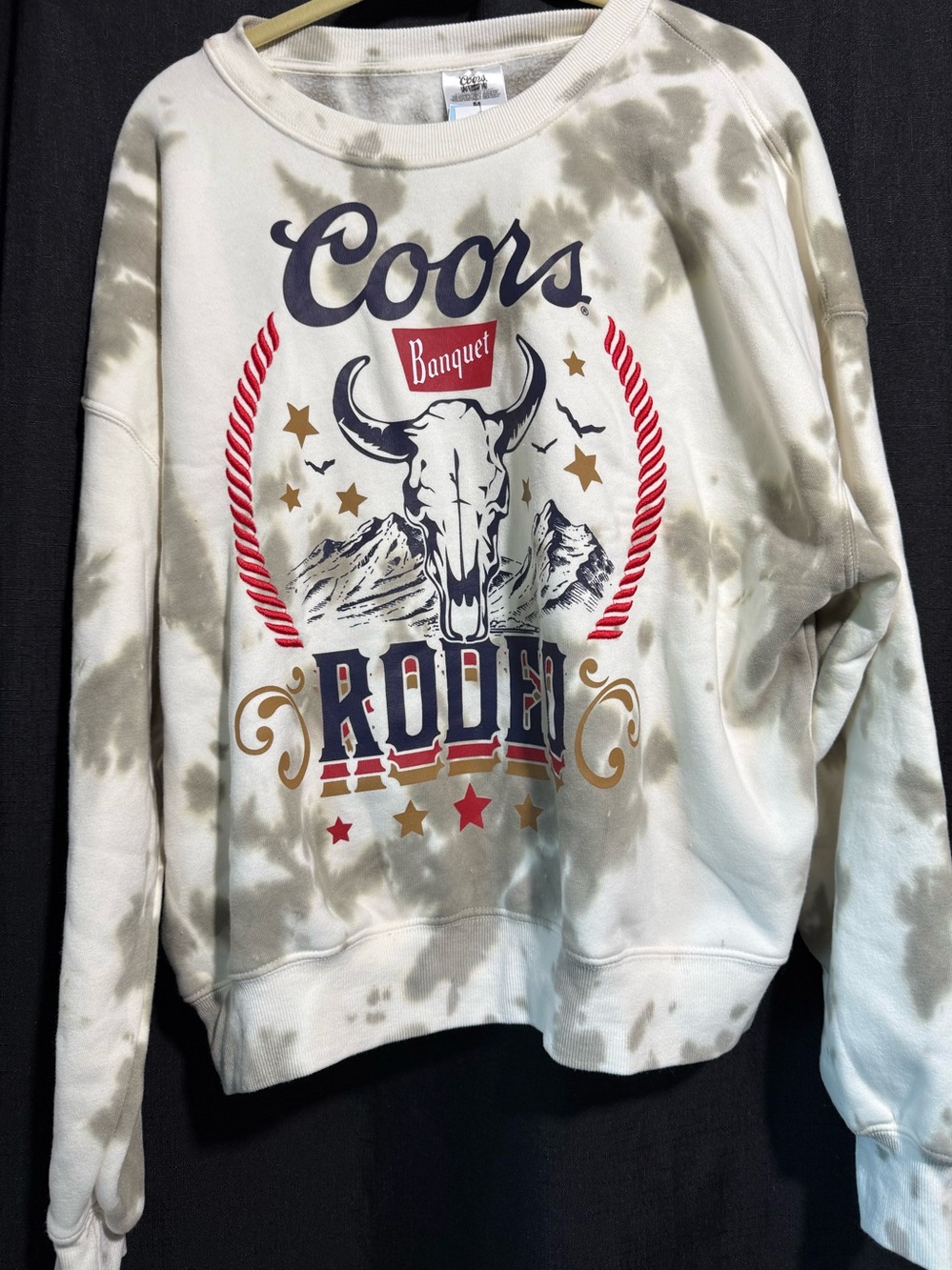 Coors Banquet Rodeo Tie-Dye Sweatshirt in Beige and Cream- Size Medium NWT! - Picture 3 of 7
